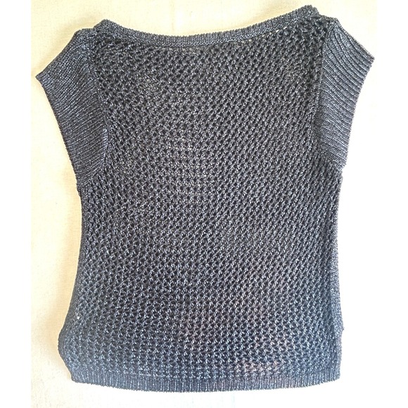 White House Black Market Crochet Shimmery Blue Cap Sleeve Beach Pool Top - Picture 9 of 9